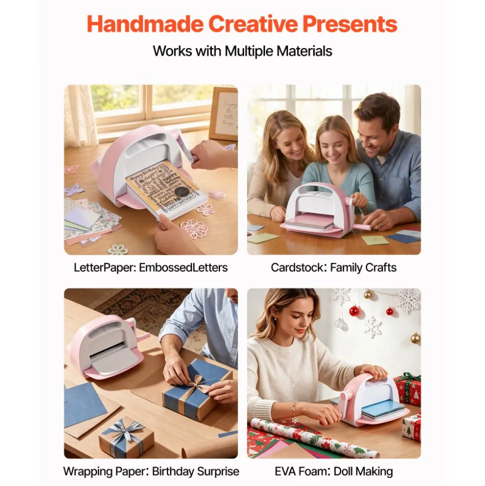VEVOR Manual Die Cutting and Embossing Machine, 6" Opening, Portable Die Cut Machine Set with Cutting Dies, Embossing Folders, Paper Sheets, Cutting Plates, for Scrapbooking, Card Making, Crafting