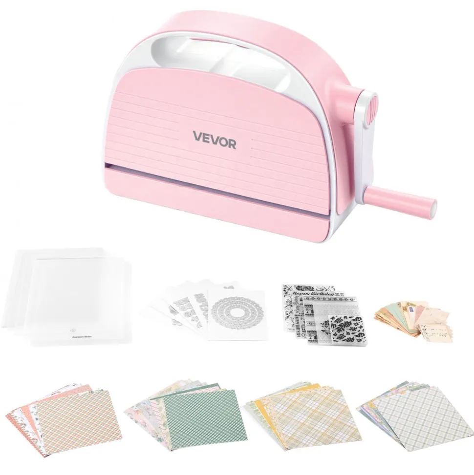 VEVOR Manual Die Cutting and Embossing Machine, 6" Opening, Portable Die Cut Machine Set with Cutting Dies, Embossing Folders, Paper Sheets, Cutting Plates, for Scrapbooking, Card Making, Crafting