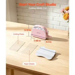 VEVOR Manual Die Cutting and Embossing Machine, 3" Opening, Portable Die Cut Machine with Cutting Plates, Ergonomic Handle, Easy to Store, for Arts and Crafts, Scrapbooking, Card Making, Crafting