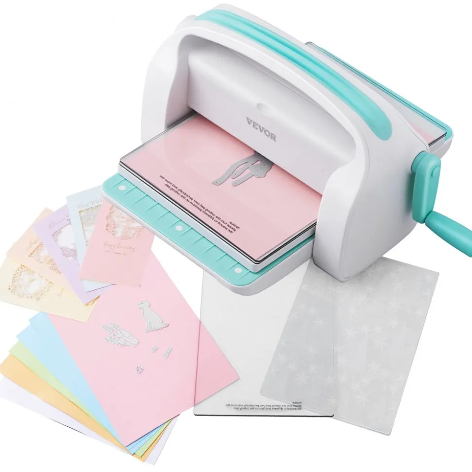 VEVOR Manual Die Cutting & Embossing Machine, Portable Cut Machines, 9 inch Opening Scrapbooking Machine Full Kit Included, For Arts & Crafts, Scrapbooking, Card Making and Crafting, White