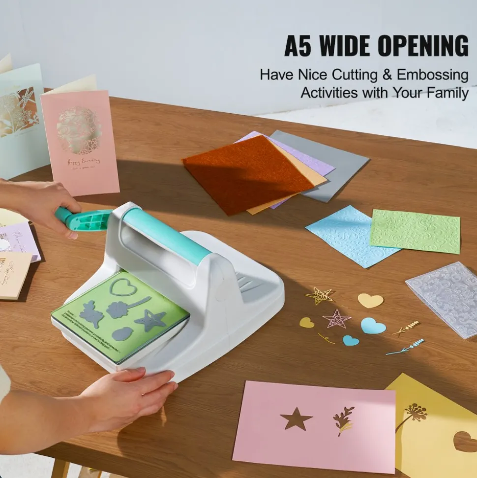 VEVOR Manual Die Cutting & Embossing Machine, Portable Cut Machines, 6 inch Opening Scrapbooking Machine Full Kit Included, For Arts & Crafts, Scrapbooking, Card Making and Crafting, White