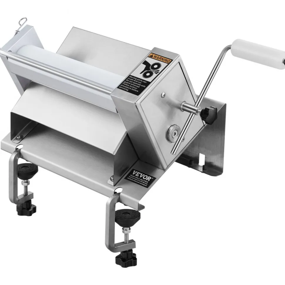 VEVOR Manual Dough Sheeter Machine, Puff Pastry Sheeter and Fondant Roller, Removable Handle, Panel, Roller for Easy Cleaning, Max 1/2 inch Adjustable Thickness, for Home or Small Commercial Kitchens
