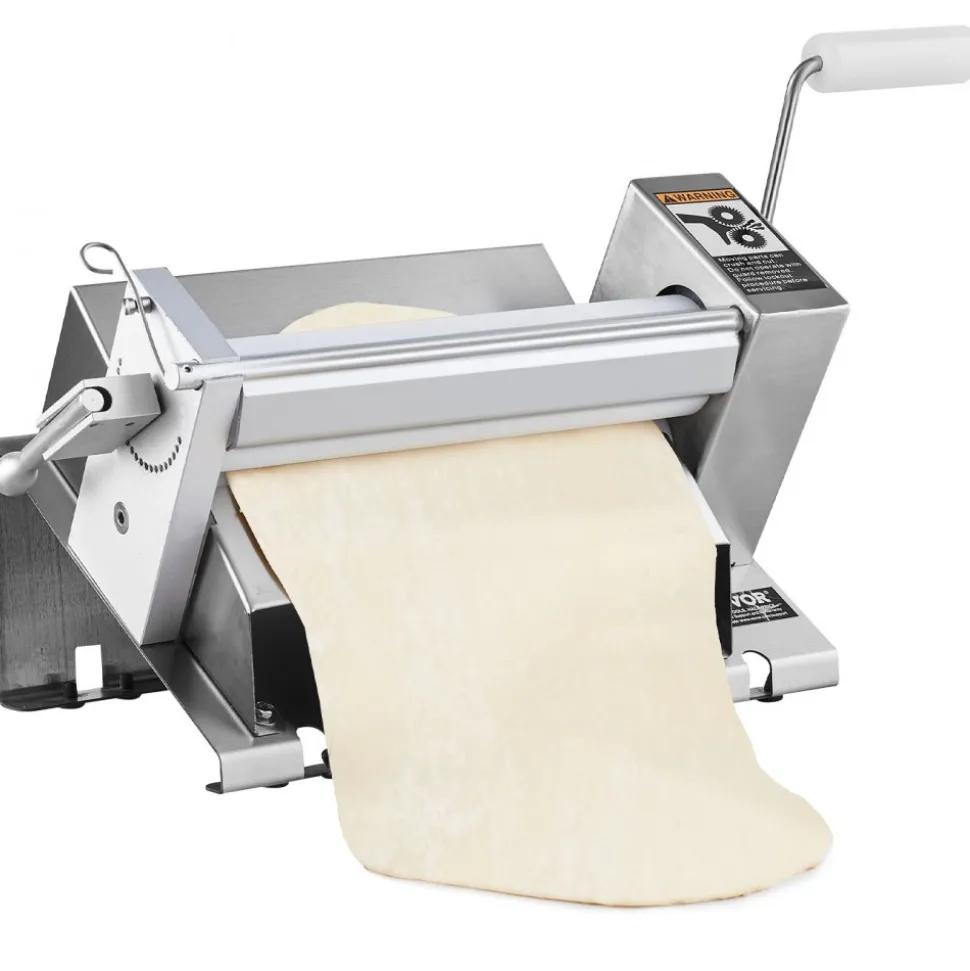 VEVOR Manual Dough Sheeter Machine, Puff Pastry Sheeter and Fondant Roller, Removable Handle, Panel, Roller for Easy Cleaning, Max 1/2 inch Adjustable Thickness, for Home or Small Commercial Kitchens
