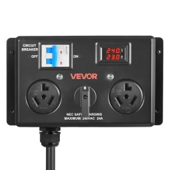 VEVOR Manual EV Charging Switch, NEMA 10-30, Splitter Switch for Dryer & EV, 24A Max 240V Manual Power Distribution with Circuit Breaker, Real-Time Display, Hand-Operated Selector, Plug and Play, ETL