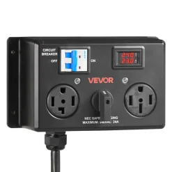 VEVOR Manual EV Charging Switch, NEMA 14-30P to 14-30R & 14-50R, Splitter Switch for Dryer & EV, 24A Max 240V Manual Power Distribution with Circuit Breaker, Hand-Operated Selector, Plug and Play, ETL