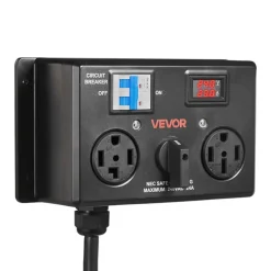 VEVOR Manual EV Charging Switch, NEMA 14-30P to 14-30R & 14-50R, Splitter Switch for Dryer & EV, 24A Max 240V Manual Power Distribution with Circuit Breaker, Hand-Operated Selector, Plug and Play, ETL
