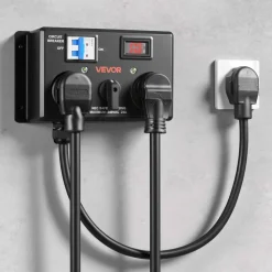 VEVOR Manual EV Charging Switch, NEMA 14-30P to 14-30R & 14-50R, Splitter Switch for Dryer & EV, 24A Max 240V Manual Power Distribution with Circuit Breaker, Hand-Operated Selector, Plug and Play, ETL