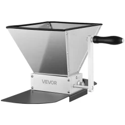 VEVOR Manual Grain Mill, Homebrew Malt Grinder, Adjustable Barley Mill Crusher for Wheat Beer Brewing - with 2 Stainless Steel Rollers, 1.06 Gallon Hopper & Metal Base Plate