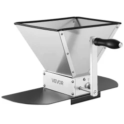 VEVOR Manual Grain Mill, Homebrew Malt Grinder, Adjustable Barley Mill Crusher for Wheat Beer Brewing - with 2 Stainless Steel Rollers, 1.06 Gallon Hopper & Metal Base Plate