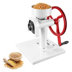 VEVOR Manual Grain Mill with Flywheel, Hand-Crank Corn Grinder, Heavy-Duty Carbon Steel Wheat Grinding Mill with Adjustable Fineness & 0.53 Gallon Hopper for Grains Spices Coffee Beans Nuts