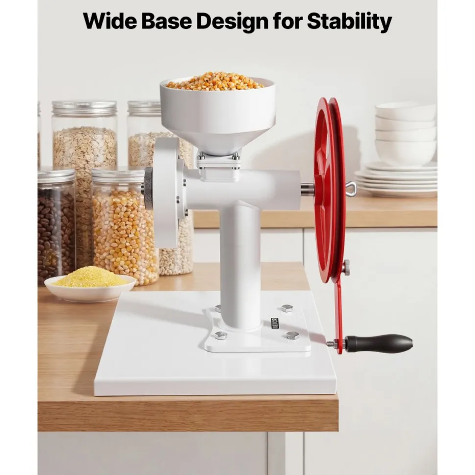 VEVOR Manual Grain Mill with Flywheel, Hand-Crank Corn Grinder, Heavy-Duty Carbon Steel Wheat Grinding Mill with Adjustable Fineness & 0.53 Gallon Hopper for Grains Spices Coffee Beans Nuts