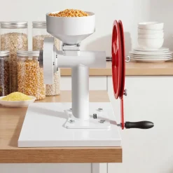 VEVOR Manual Grain Mill with Flywheel, Hand-Crank Corn Grinder, Heavy-Duty Carbon Steel Wheat Grinding Mill with Adjustable Fineness & 0.53 Gallon Hopper for Grains Spices Coffee Beans Nuts