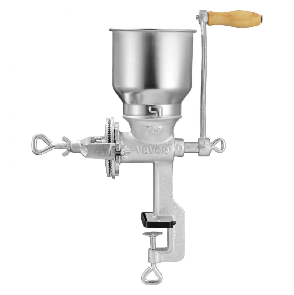 VEVOR Manual Grain Mill with High Hopper, Hand-Crank Corn Grinder, Heavy Duty Cast Iron Wheat Grinding Mill with Stable Table Clamp for Grains Spices Coffee Beans Nuts