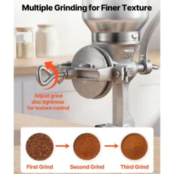 VEVOR Manual Grain Mill with High Hopper, Hand-Crank Corn Grinder, Heavy Duty Cast Iron Wheat Grinding Mill with Stable Table Clamp for Grains Spices Coffee Beans Nuts