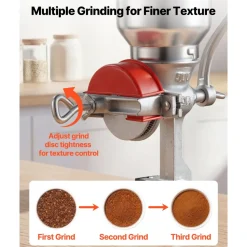 VEVOR Manual Grain Mill with High Hopper, Hand-Crank Corn Grinder, Heavy Duty Cast Iron Wheat Grinding Mill with Stable Table Clamp & Dust Cover for Grains Spices Coffee Beans Nuts