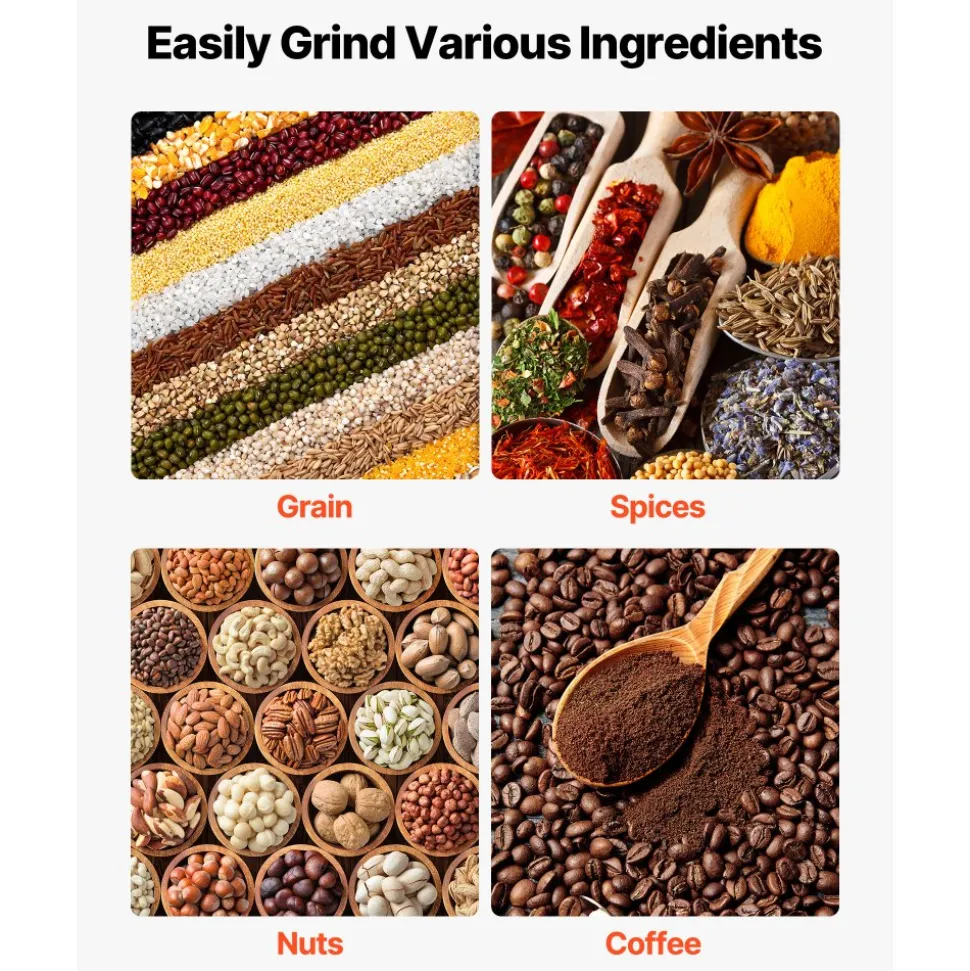 VEVOR Manual Grain Mill with Low Hopper, Hand-Crank Corn Grinder, Heavy Duty Cast Iron Wheat Grinding Mill with Stable Table Clamp & Dust Cover for Grains Spices Coffee Beans Nuts