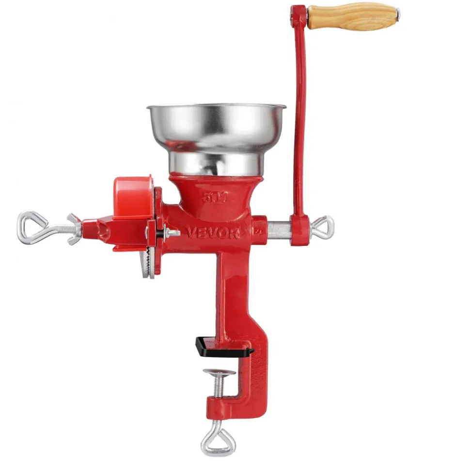 VEVOR Manual Grain Mill with Low Hopper, Hand-Crank Corn Grinder, Heavy Duty Cast Iron Wheat Grinding Mill with Stable Table Clamp & Dust Cover for Grains Spices Coffee Beans Nuts
