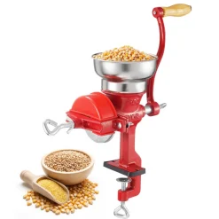 VEVOR Manual Grain Mill with Low Hopper, Hand-Crank Corn Grinder, Heavy Duty Cast Iron Wheat Grinding Mill with Stable Table Clamp & Dust Cover for Grains Spices Coffee Beans Nuts