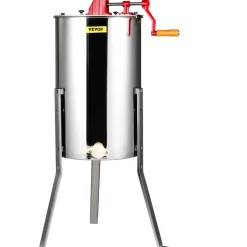VEVOR Manual Honey Extractor, 3 Frames Honey Spinner Extractor, Stainless Steel Beekeeping Extraction, Honeycomb Drum Spinner with Lid, Apiary Centrifuge Equipment with Height Adjustable Stand
