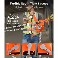VEVOR Manual Lever Chain Hoist, 6T 13200LBS Capacity Heavy Duty Come Along, 20FT Lift G80 Alloy Steel Chain With Dual Pawl Mechanical Brake,360°Rotating Hooks, for Warehouse Construction Garage
