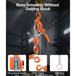 VEVOR Manual Lever Chain Hoist, 6T 13200LBS Capacity Heavy Duty Come Along, 10FT Lift G80 Alloy Steel Chain With Dual Pawl Mechanical Brake,360°Rotating Hooks, for Warehouse Construction Garage