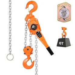 VEVOR Manual Lever Chain Hoist, 6T 13200LBS Capacity Heavy Duty Come Along, 10FT Lift G80 Alloy Steel Chain With Dual Pawl Mechanical Brake,360°Rotating Hooks, for Warehouse Construction Garage