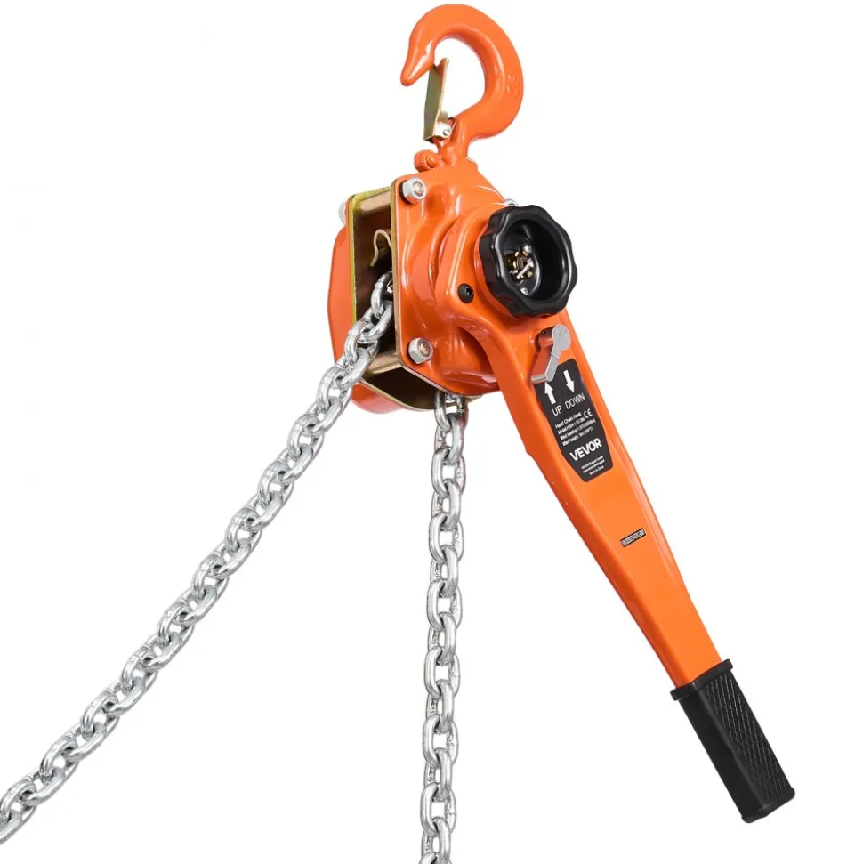 VEVOR Manual Lever Chain Hoist, 1-1/2T 3300LBS Capacity Heavy Duty Come Along, 10FT Lift G80 Alloy Steel Chain With Dual Pawl Mechanical Brake,360°Rotating Hooks, for Warehouse Construction Garage