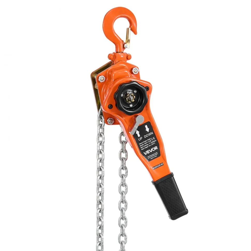 VEVOR Manual Lever Chain Hoist, 1T 2200LBS Capacity Heavy Duty Come Along, 10FT Lift G80 Alloy Steel Chain With Dual Pawl Mechanical Brake,360°Rotating Hooks, for Warehouse Construction Garage