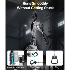 VEVOR Manual Lever Chain Hoist, 1/2T 1100LBS Capacity Heavy Duty Come Along, 5FT Lift G80 Alloy Steel Chain With Dual Pawl Mechanical Brake,360°Rotating Hooks, for Warehouse Construction Garage