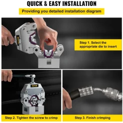 VEVOR Manually Operated AC Hose Crimper Hydra-Krimp 71550 Manual AC Hose Crimper Kit Air Conditioning Repair Handheld AC Hose Crimping Tool with 4 Dies