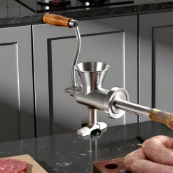 VEVOR Manual Meat Grinder, 304 Stainless Steel Hand Meat Grinder with Steel Table Clamp, Meat Mincer Sausage Maker with 1 Cutting Blade, 2 Cutting Plates, Sausage Tube for Beef Pork Pepper Mushroom