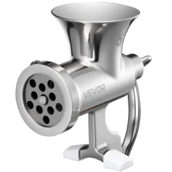 VEVOR Manual Meat Grinder, 304 Stainless Steel Hand Meat Grinder with Steel Table Clamp, Meat Mincer Sausage Maker with 1 Cutting Blade, 2 Cutting Plates, Sausage Tube for Beef Pork Pepper Mushroom