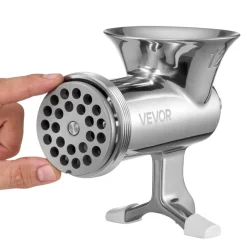 VEVOR Manual Meat Grinder, 304 Stainless Steel Hand Meat Grinder with Steel Table Clamp, Meat Mincer Sausage Maker & 2 Cutting Plates, Cookie Attachment, Sausage Tube for Beef Pepper Mushroom Cookie