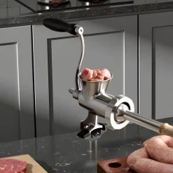 VEVOR Manual Meat Grinder, 304 Stainless Steel Hand Crank Meat Mincer with Steel Table Clamp, Sausage Stuffer with 2 Cutting Plates & Sausage Tube, Food Grinder for Beef Chili Pork Kitchen Tabletop