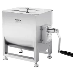 VEVOR Manual Meat Mixer, 30L Fixed Tank Meat Processing Equipment(Mixing Max 60LBS for Meat), Stainless Steel Meat Mixer, Sausage Mixer Machine with Lid Handle Gear Reducer, Ground Beef Hand Mixer