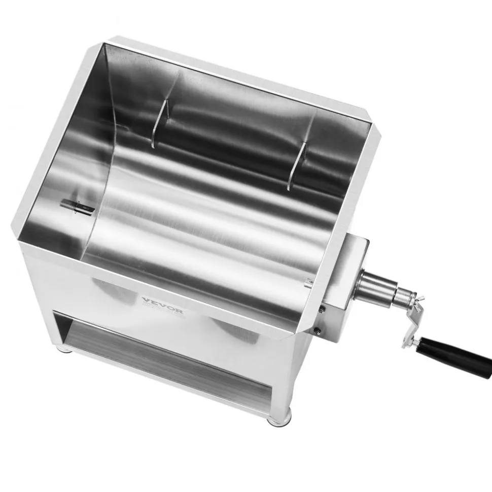 VEVOR Manual Meat Mixer, 30L Fixed Tank Meat Processing Equipment(Mixing Max 60LBS for Meat), Stainless Steel Meat Mixer, Sausage Mixer Machine with Lid Handle Gear Reducer, Ground Beef Hand Mixer