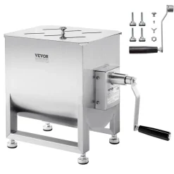 VEVOR Manual Meat Mixer, 30L Fixed Tank Meat Processing Equipment(Mixing Max 60LBS for Meat), Stainless Steel Meat Mixer, Sausage Mixer Machine with Lid Handle Gear Reducer, Ground Beef Hand Mixer