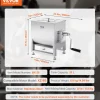 VEVOR Manual Meat Mixer, 20L Fixed Tank Meat Processing Equipment(Mixing Max 30LBS for Meat), Stainless Steel Meat Mixer, Sausage Mixer Machine with Lid Handle Gear Reducer, Ground Beef Hand Mixer
