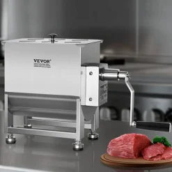 VEVOR Manual Meat Mixer, 20L Fixed Tank Meat Processing Equipment(Mixing Max 30LBS for Meat), Stainless Steel Meat Mixer, Sausage Mixer Machine with Lid Handle Gear Reducer, Ground Beef Hand Mixer