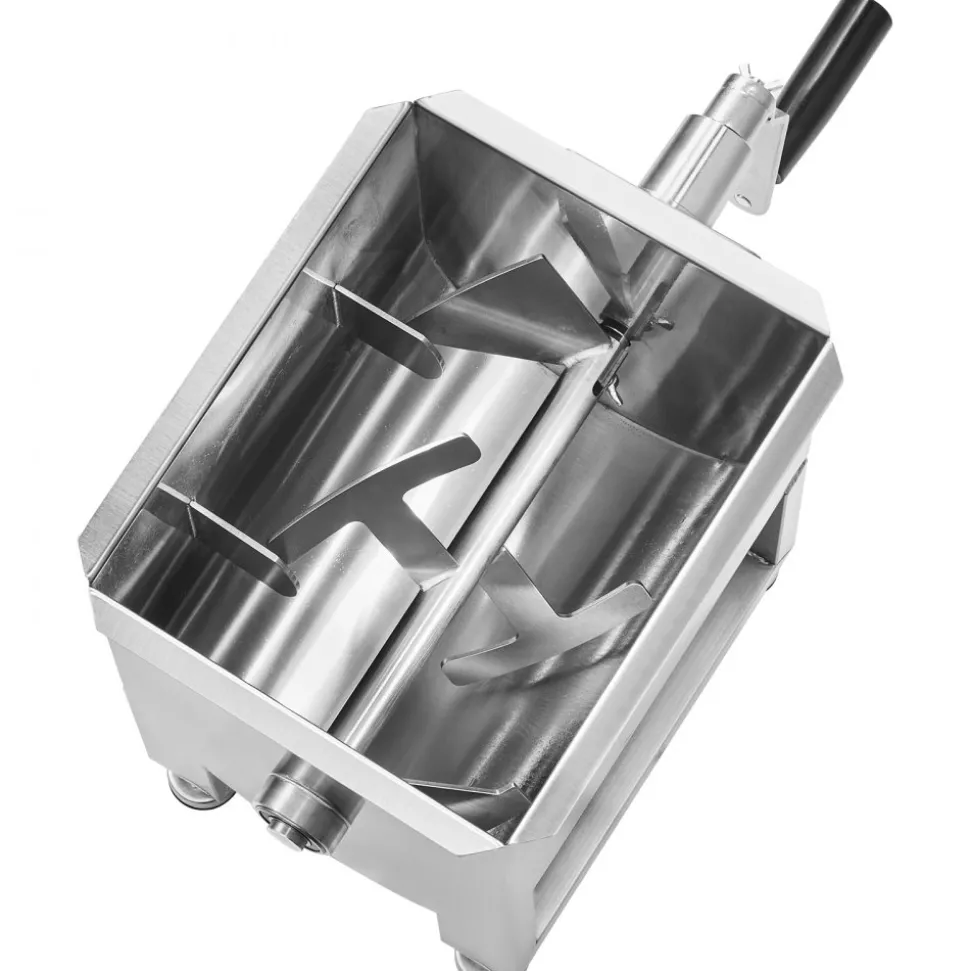 VEVOR Manual Meat Mixer, 10L Fixed Tank Meat Processing Equipment(Mixing Max 15LBS for Meat), Stainless Steel Meat Mixer, Sausage Mixer Machine with Lid Handle Gear Reducer, Ground Beef Hand Mixer