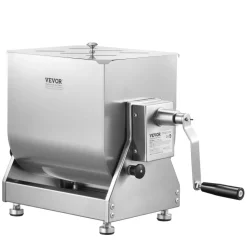 VEVOR Manual Meat Mixer, 15L Tilt Tank Meat Processing Equipment(Mixing Max 15LBS for Meat), Stainless Steel Meat Mixer, Sausage Mixer Machine with Lid Handle Gear Reducer, Ground Beef Hand Mixer
