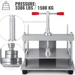 VEVOR Manual Paper Press Machine, 12x8.6 inch for A4 Sized Papers Flatting Machine, 10cm Thickness Steel Frame Manual Flat Paper Press Machine, Papermaking Book Press