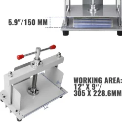 VEVOR Manual Paper Press Machine, 12x8.6 inch for A4 Sized Papers Flatting Machine, 10cm Thickness Steel Frame Manual Flat Paper Press Machine, Papermaking Book Press