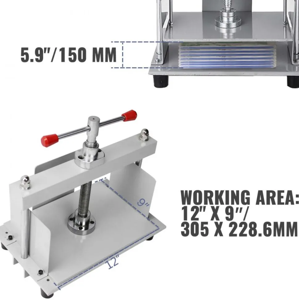 VEVOR Manual Paper Press Machine, 12x8.6 inch for A4 Sized Papers Flatting Machine, 10cm Thickness Steel Frame Manual Flat Paper Press Machine, Papermaking Book Press