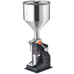 VEVOR Manual Paste Liquid Filling Machine, 5-50ml Bottle Filler, Adjustable Bottle Filling Machine, Stainless Steel Liquid Filler with Hopper for Milk Water Juice Essential Oil Shampoo Cosmetic Honey