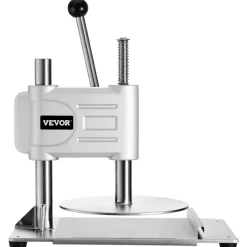 VEVOR Manual Pizza Dough Press Machine, 9.5 inch Pizza Pastry Press Plate, Stainless Steel Bread Presser, Commercial Chapati Sheet Crust Maker, Forming Machine with Handle and 100 Pcs Parchment Paper