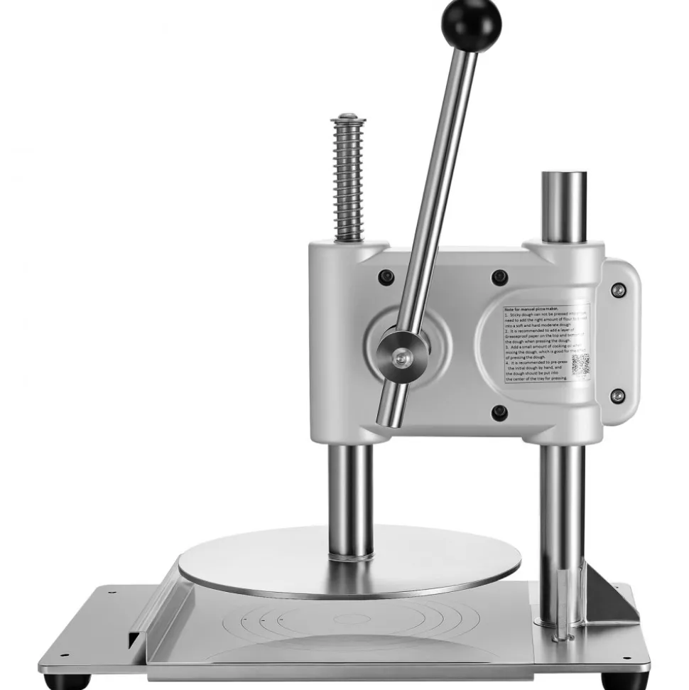 VEVOR Manual Pizza Dough Press Machine, 9.5 inch Pizza Pastry Press Plate, Stainless Steel Bread Presser, Commercial Chapati Sheet Crust Maker, Forming Machine with Handle and 100 Pcs Parchment Paper
