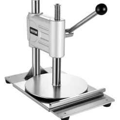 VEVOR Manual Pizza Dough Press Machine, 9.5 inch Pizza Pastry Press Plate, Stainless Steel Bread Presser, Commercial Chapati Sheet Crust Maker, Forming Machine with Handle and 100 Pcs Parchment Paper