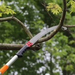 VEVOR Manual Pole Saw, 3.87-27 ft Extendable Pole Tree Pruner with Scissors, Sharp 65Mn Steel Blade, Lightweight Fiberglass Handle Pole, for High Branch Trimming, Pruning Tool for Palms and Shrubs