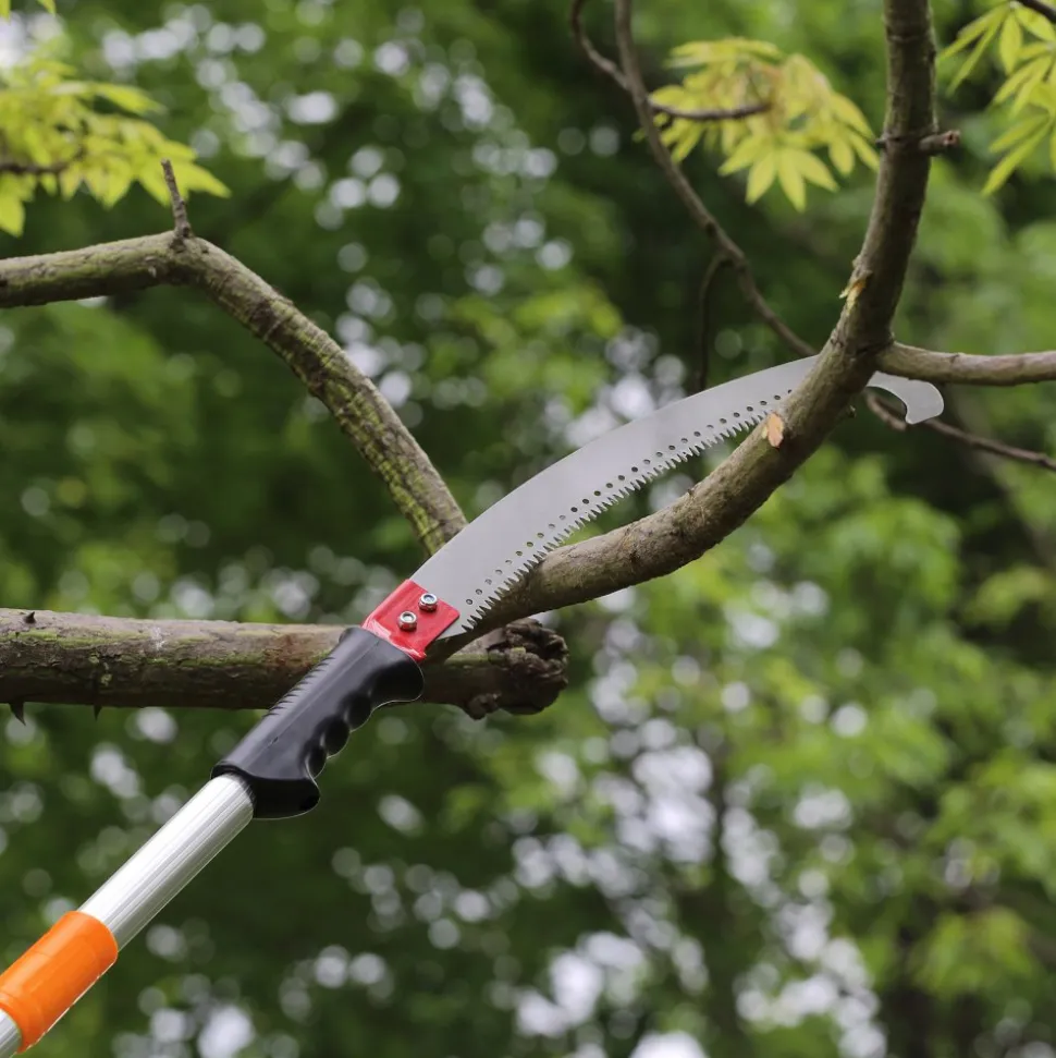 VEVOR Manual Pole Saw, 3.87-27 ft Extendable Pole Tree Pruner with Scissors, Sharp 65Mn Steel Blade, Lightweight Fiberglass Handle Pole, for High Branch Trimming, Pruning Tool for Palms and Shrubs